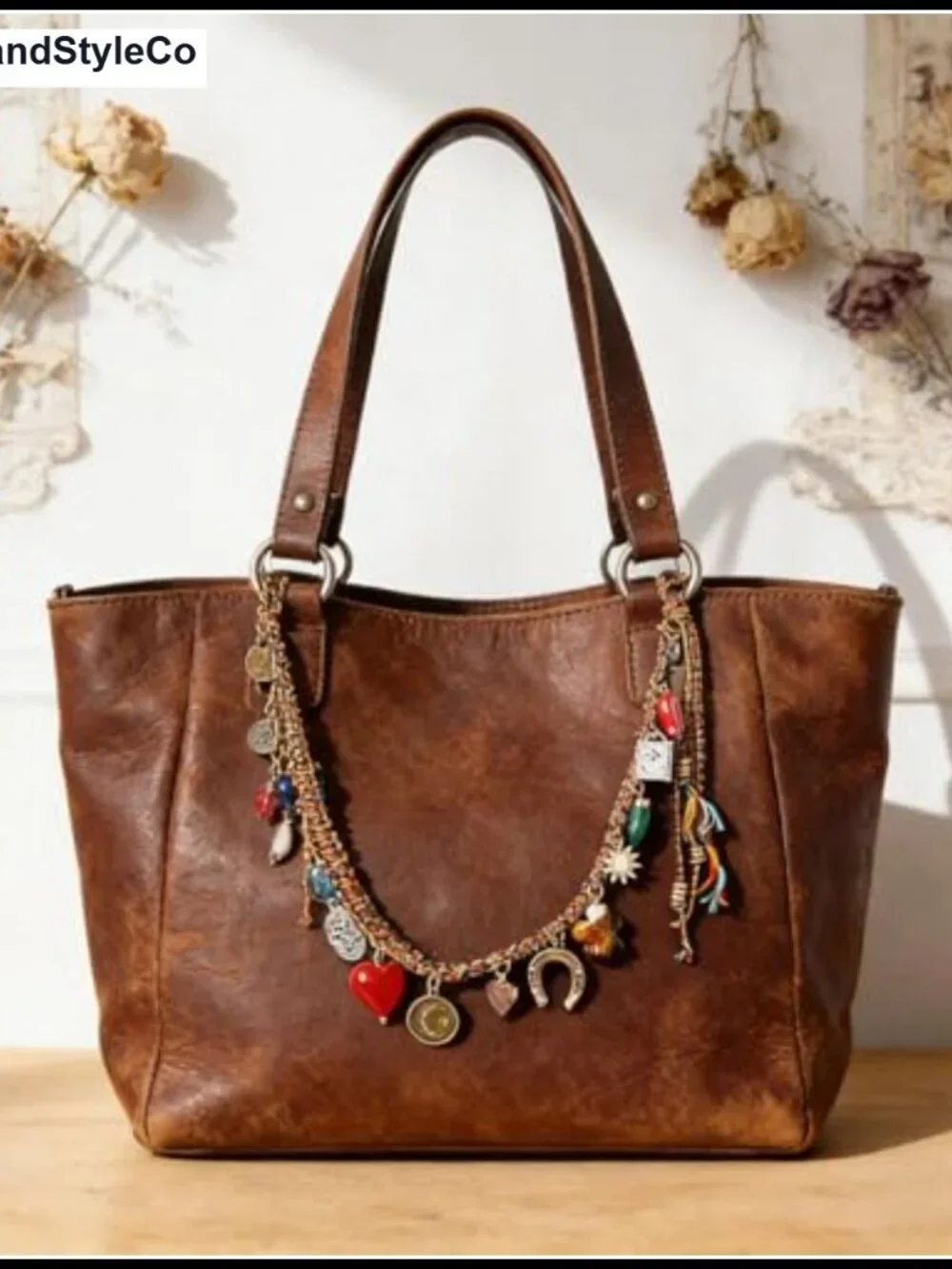Vintage Beaded Chain Bag Charm Keychain